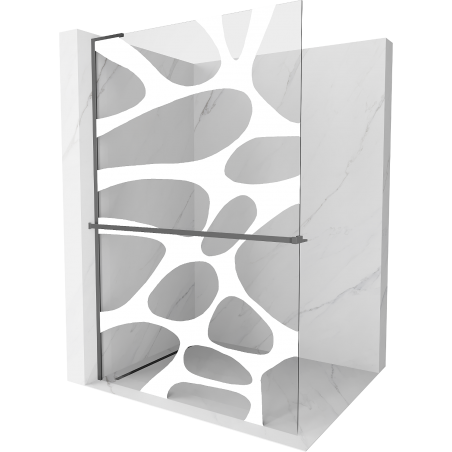 Mexen Kioto+ L ścianka prysznicowa z półką Walk-in 90 x 200 cm, biała fala, gun metal - 800-090-123-95-97