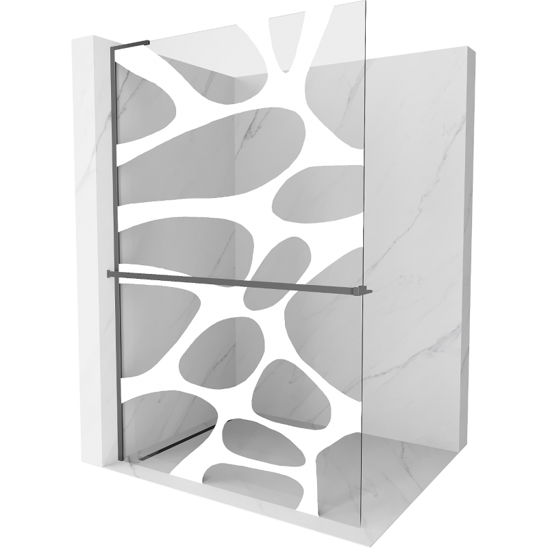 Mexen Kioto+ L ścianka prysznicowa z półką Walk-in 120 x 200 cm, biała fala, gun metal - 800-120-123-95-97