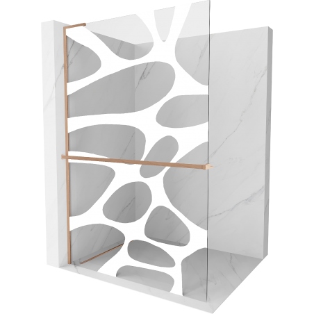 Mexen Kioto+ L ścianka prysznicowa z półką Walk-in 80 x 200 cm, biała fala, miedź szczotkowana - 800-080-123-65-97