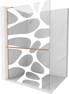 Mexen Kioto+ L ścianka prysznicowa z półką Walk-in 80 x 200 cm, biała fala, miedź szczotkowana - 800-080-123-65-97