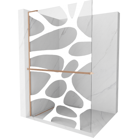 Mexen Kioto+ L ścianka prysznicowa z półką Walk-in 100 x 200 cm, biała fala, miedź szczotkowana - 800-100-123-65-97