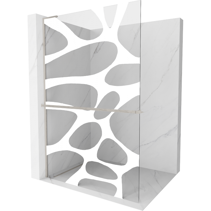 Mexen Kioto+ L ścianka prysznicowa z półką Walk-in 70 x 200 cm, biała fala, nikiel szczotkowany - 800-070-123-97-97