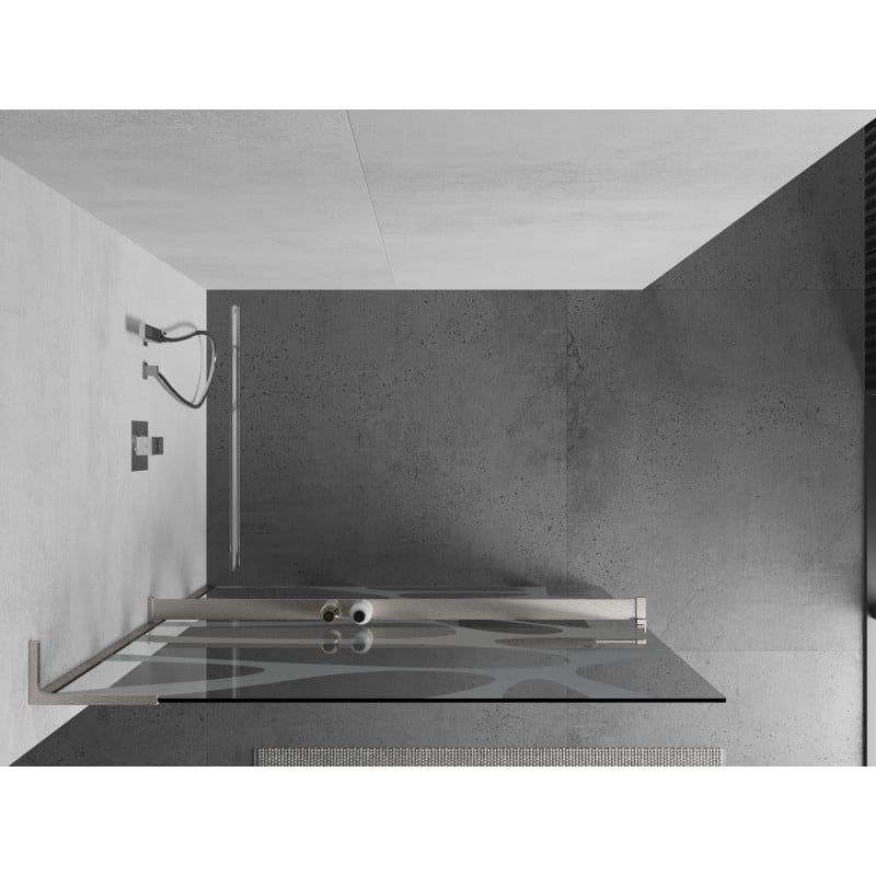 Mexen Kioto+ L ścianka prysznicowa z półką Walk-in 80 x 200 cm, biała fala, nikiel szczotkowany - 800-080-123-97-97