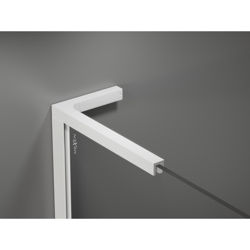 Mexen Kioto+ L ścianka prysznicowa z półką Walk-in 80 x 200 cm, biały wzór, biała - 800-080-123-20-85