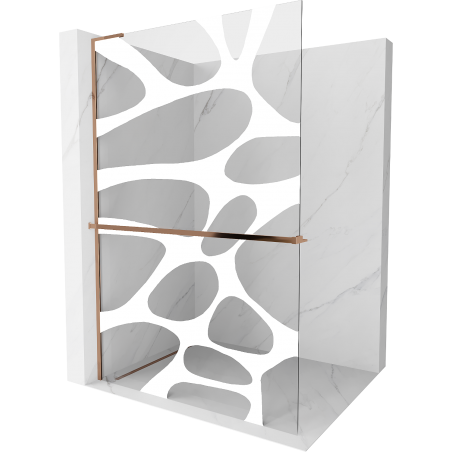 Mexen Kioto+ L ścianka prysznicowa z półką Walk-in 90 x 200 cm, biała fala, różowe złoto - 800-090-123-60-97