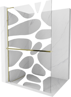 Mexen Kioto+ L ścianka prysznicowa z półką Walk-in 70 x 200 cm, biała fala, złota - 800-070-123-50-97