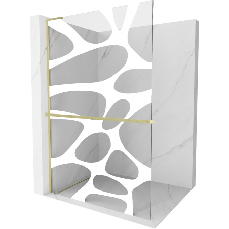 Mexen Kioto+ L ścianka prysznicowa z półką Walk-in 70 x 200 cm, biała fala, złota szczotkowana - 800-070-123-55-97