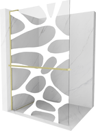 Mexen Kioto+ L ścianka prysznicowa z półką Walk-in 70 x 200 cm, biała fala, złota szczotkowana - 800-070-123-55-97