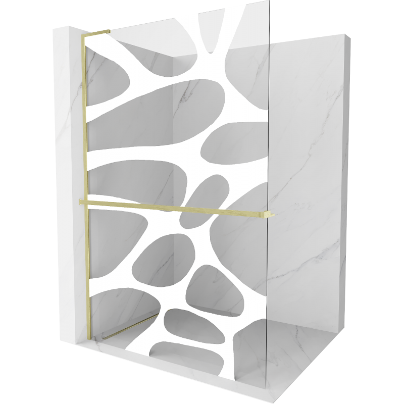 Mexen Kioto+ L ścianka prysznicowa z półką Walk-in 80 x 200 cm, biała fala, złota szczotkowana - 800-080-123-55-97