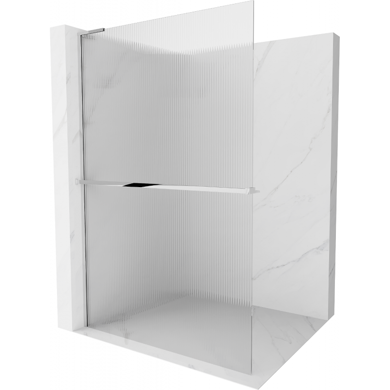 Mexen Kioto+ L ścianka prysznicowa z półką Walk-in 90 x 200 cm, prążki, chrom - 800-090-123-01-09