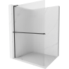 Mexen Kioto+ L ścianka prysznicowa z półką Walk-in 70 x 200 cm, prążki, czarna - 800-070-123-70-09