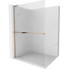 Mexen Kioto+ L ścianka prysznicowa z półką Walk-in 70 x 200 cm, prążki, różowe złoto - 800-070-123-60-09