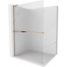 Mexen Kioto+ L ścianka prysznicowa z półką Walk-in 90 x 200 cm, prążki, różowe złoto - 800-090-123-60-09