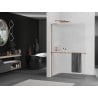 Mexen Kioto+ L ścianka prysznicowa z półką Walk-in 90 x 200 cm, prążki, różowe złoto - 800-090-123-60-09