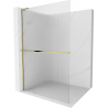 Mexen Kioto+ L ścianka prysznicowa z półką Walk-in 100 x 200 cm, prążki, złota - 800-100-123-50-09