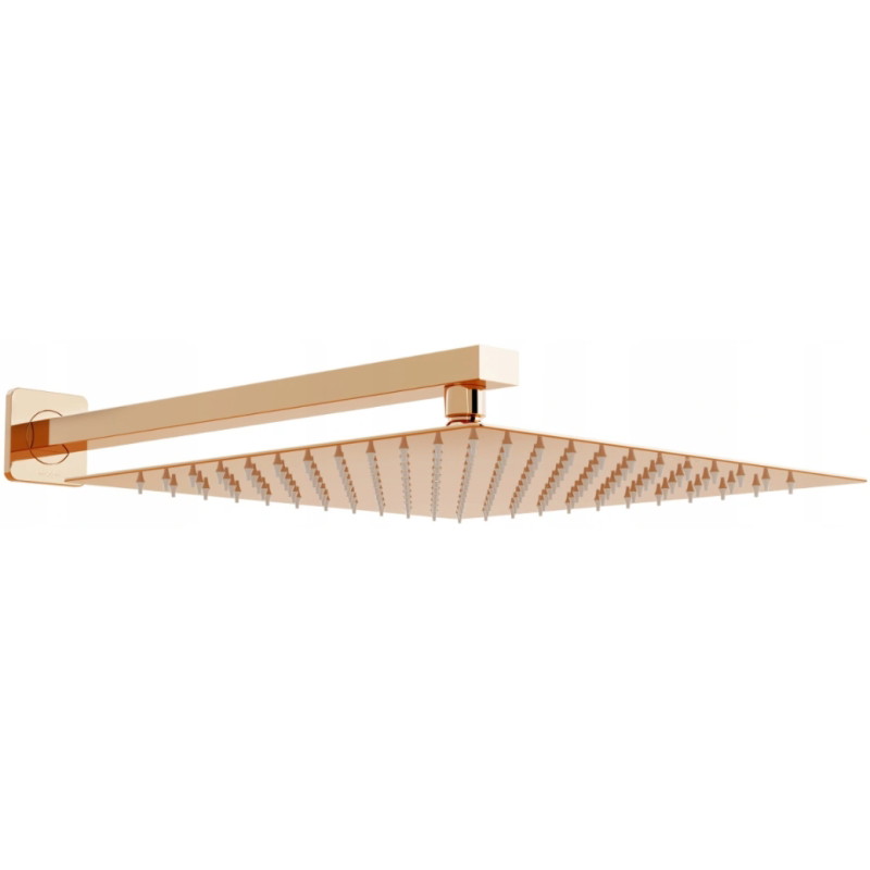Mexen Slim deszczownica 25 x 25 cm z ramieniem prysznicowym, różowe złoto - 79125112-60