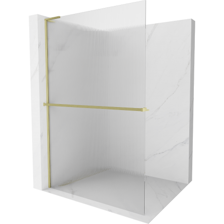 Mexen Kioto+ L ścianka prysznicowa z półką Walk-in 80 x 200 cm, prążki, złota szczotkowana - 800-080-123-55-09