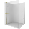 Mexen Kioto+ L ścianka prysznicowa z półką Walk-in 80 x 200 cm, prążki, złota szczotkowana - 800-080-123-55-09