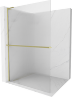 Mexen Kioto+ L ścianka prysznicowa z półką Walk-in 100 x 200 cm, prążki, złota szczotkowana - 800-100-123-55-09