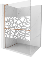 Mexen Kioto+ L ścianka prysznicowa z półką Walk-in 70 x 200 cm, biały wzór, miedź szczotkowana - 800-070-123-65-85