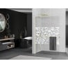 Mexen Kioto+ L ścianka prysznicowa z półką Walk-in 70 x 200 cm, biały wzór, złota - 800-070-123-50-85