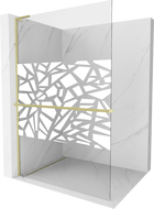 Mexen Kioto+ L ścianka prysznicowa z półką Walk-in 70 x 200 cm, biały wzór, złota szczotkowana - 800-070-123-55-85