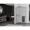 Mexen Kioto+ L ścianka prysznicowa z półką Walk-in 70 x 200 cm, czarna ramka, różowe złoto - 800-070-123-60-70