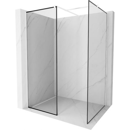 Mexen Kioto ścianka prysznicowa Walk-in 130 x 120 cm, czarna ramka, biała - 800-130-202-20-70-120