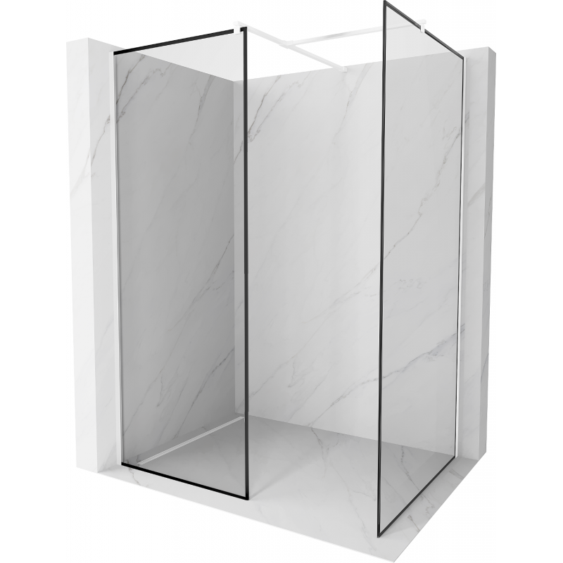 Mexen Kioto ścianka prysznicowa Walk-in 130 x 100 cm, czarna ramka, biała - 800-130-202-20-70-100