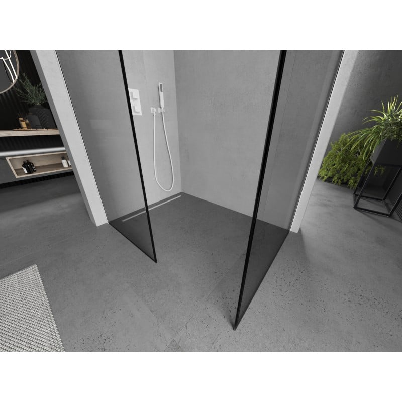 Mexen Kioto ścianka prysznicowa Walk-in 110 x 100 cm, czarna ramka, biała - 800-110-202-20-70-100