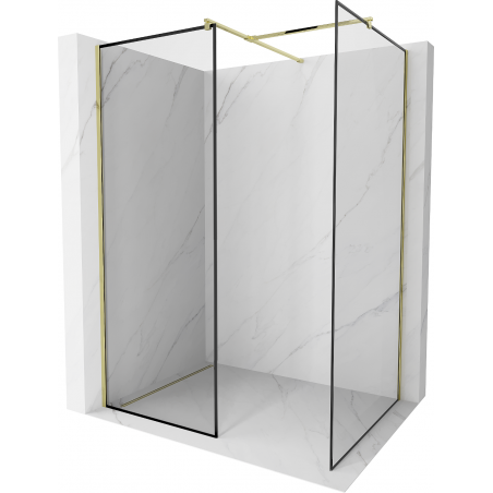 Mexen Kioto ścianka prysznicowa Walk-in 110 x 80 cm, czarna ramka, złota - 800-110-202-50-70-080