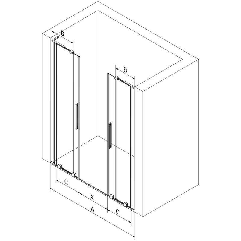 Mexen Velar L Duo drzwi prysznicowe rozsuwane 150 cm, szron, nikiel szczotkowany - 871-150-003-32-97