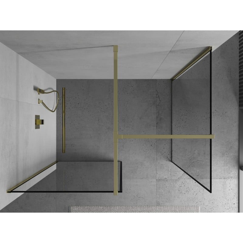 Mexen Kioto ścianka prysznicowa Walk-in 150 x 80 cm, czarna ramka, złota - 800-150-202-50-70-080