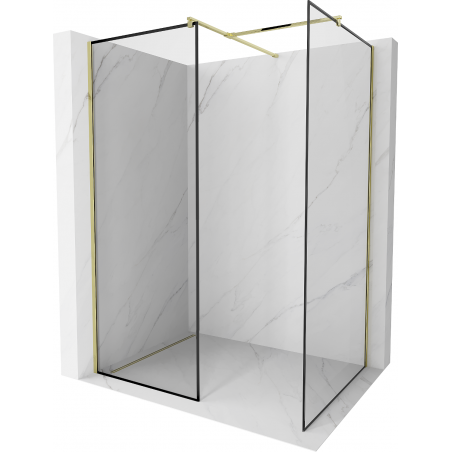 Mexen Kioto ścianka prysznicowa Walk-in 130 x 90 cm, czarna ramka, złota - 800-130-202-50-70-090