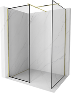 Mexen Kioto ścianka prysznicowa Walk-in 110 x 110 cm, czarna ramka, złota - 800-110-202-50-70-110