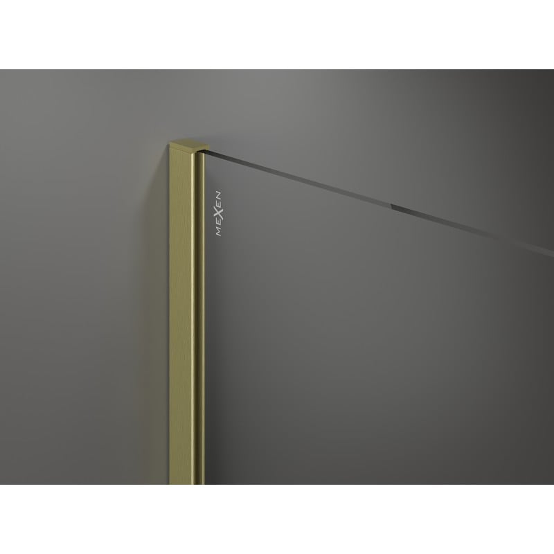 Mexen Kioto ścianka prysznicowa Walk-in 80 x 80 cm, czarna ramka, złota szczotkowana - 800-080-202-55-70-080