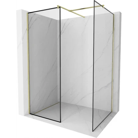 Mexen Kioto ścianka prysznicowa Walk-in 150 x 80 cm, czarna ramka, złota szczotkowana - 800-150-202-55-70-080