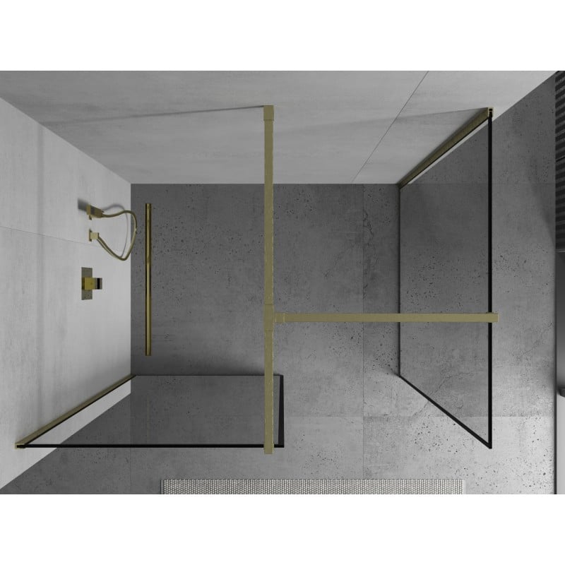 Mexen Kioto ścianka prysznicowa Walk-in 160 x 90 cm, czarna ramka, złota szczotkowana - 800-160-202-55-70-090