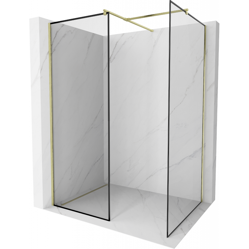 Mexen Kioto ścianka prysznicowa Walk-in 160 x 90 cm, czarna ramka, złota szczotkowana - 800-160-202-55-70-090