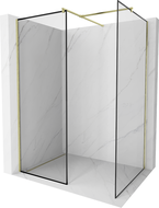 Mexen Kioto ścianka prysznicowa Walk-in 150 x 100 cm, czarna ramka, złota szczotkowana - 800-150-202-55-70-100