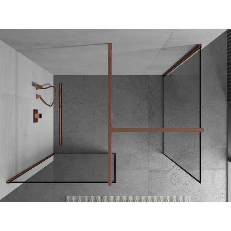 Mexen Kioto ścianka prysznicowa Walk-in 120 x 80 cm, czarna ramka, różowe złoto - 800-120-202-60-70-080