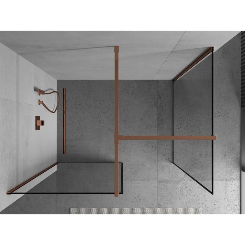 Mexen Kioto ścianka prysznicowa Walk-in 110 x 90 cm, czarna ramka, różowe złoto - 800-110-202-60-70-090
