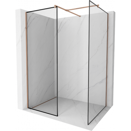 Mexen Kioto ścianka prysznicowa Walk-in 120 x 100 cm, czarna ramka, różowe złoto - 800-120-202-60-70-100