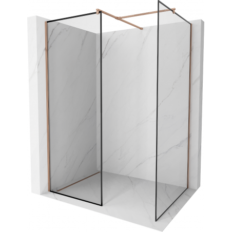 Mexen Kioto ścianka prysznicowa Walk-in 140 x 100 cm, czarna ramka, różowe złoto - 800-140-202-60-70-100