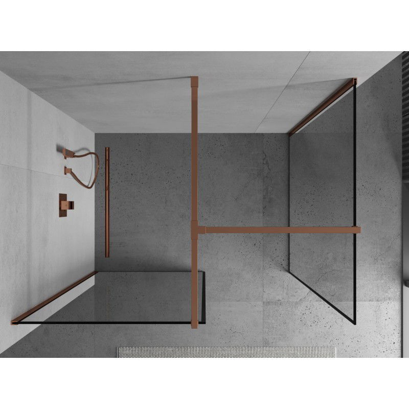 Mexen Kioto ścianka prysznicowa Walk-in 150 x 120 cm, czarna ramka, różowe złoto - 800-150-202-60-70-120