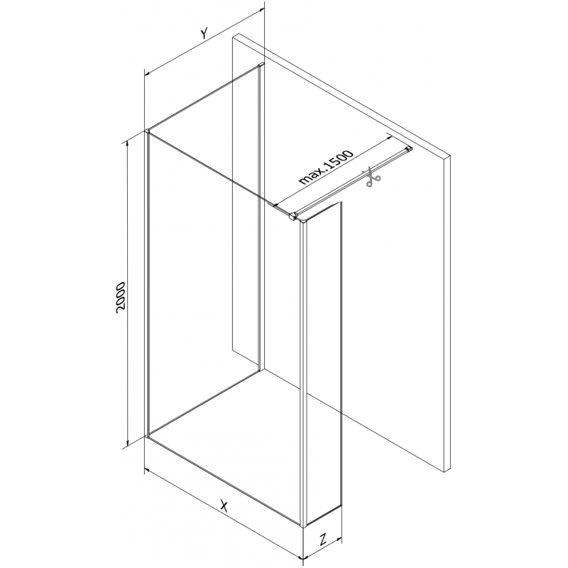 Mexen Kioto ścianka prysznicowa Walk-in 135 x 100 x 40 cm, transparent, gun metal - 800-135-100-221-95-00-040