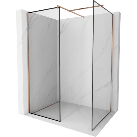Mexen Kioto ścianka prysznicowa Walk-in 90 x 80 cm, czarna ramka, miedź szczotkowana - 800-090-202-65-70-080