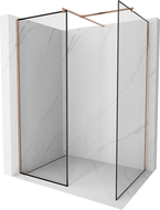 Mexen Kioto ścianka prysznicowa Walk-in 140 x 80 cm, czarna ramka, miedź szczotkowana - 800-140-202-65-70-080