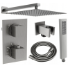 Mexen Cube DR02 zestaw prysznicowy podtynkowy z deszczownica 30 cm, gun gray szczotkowany - 77502DR0230-66