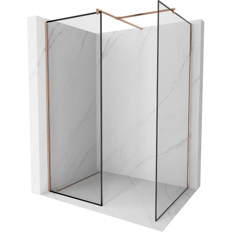 Mexen Kioto ścianka prysznicowa Walk-in 110 x 110 cm, czarna ramka, miedź szczotkowana - 800-110-202-65-70-110